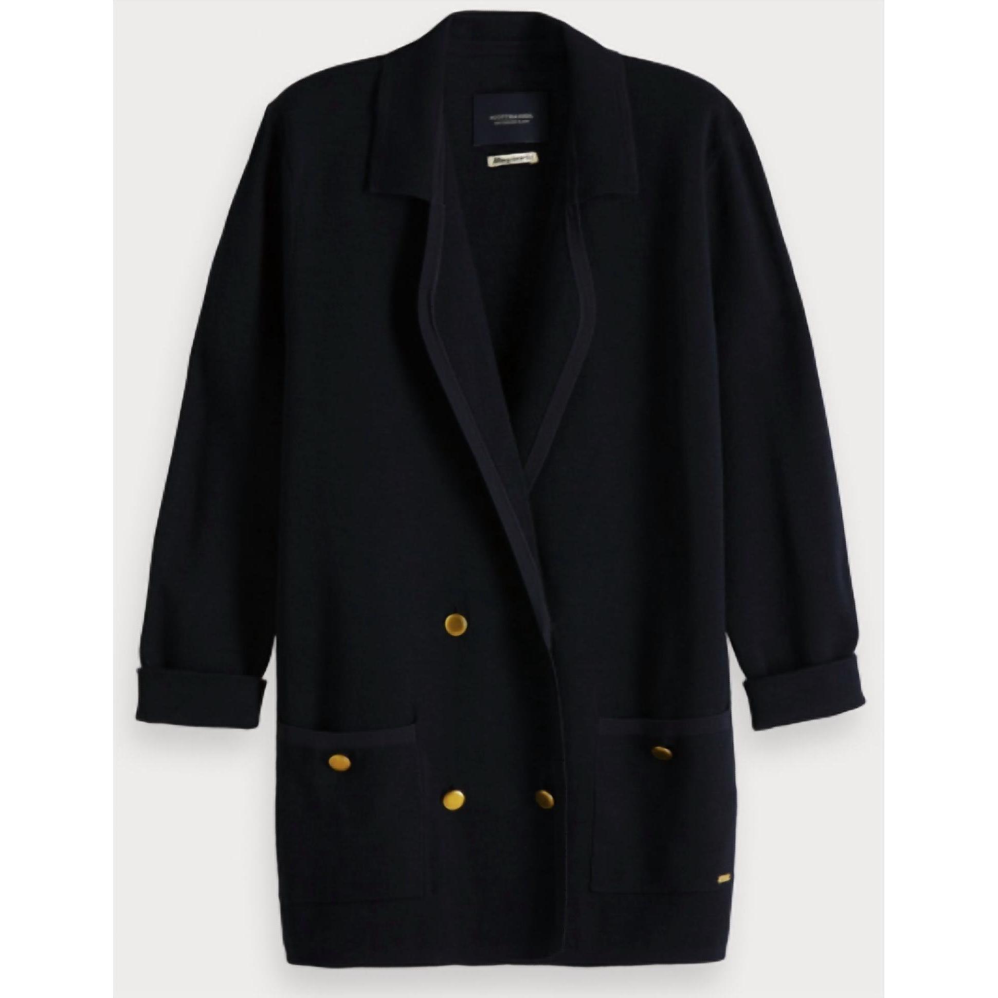 New Scotch & Soda Knitted Nautical Blazer In Navy